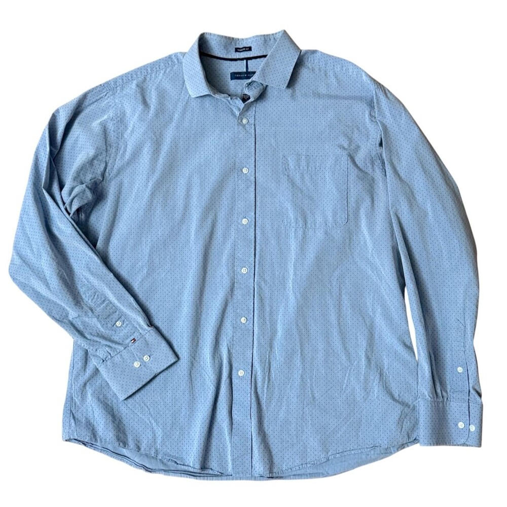 Tommy Hilfiger‎ Button Up Light Blue Shirt XL Long Sleeve Cotton 17 17.5 36 37